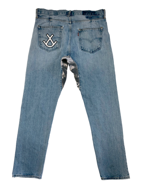 Chrome Hearts Blue Denim Jeans With Blue Cross Patches Size 34x31 *CUSTOM*